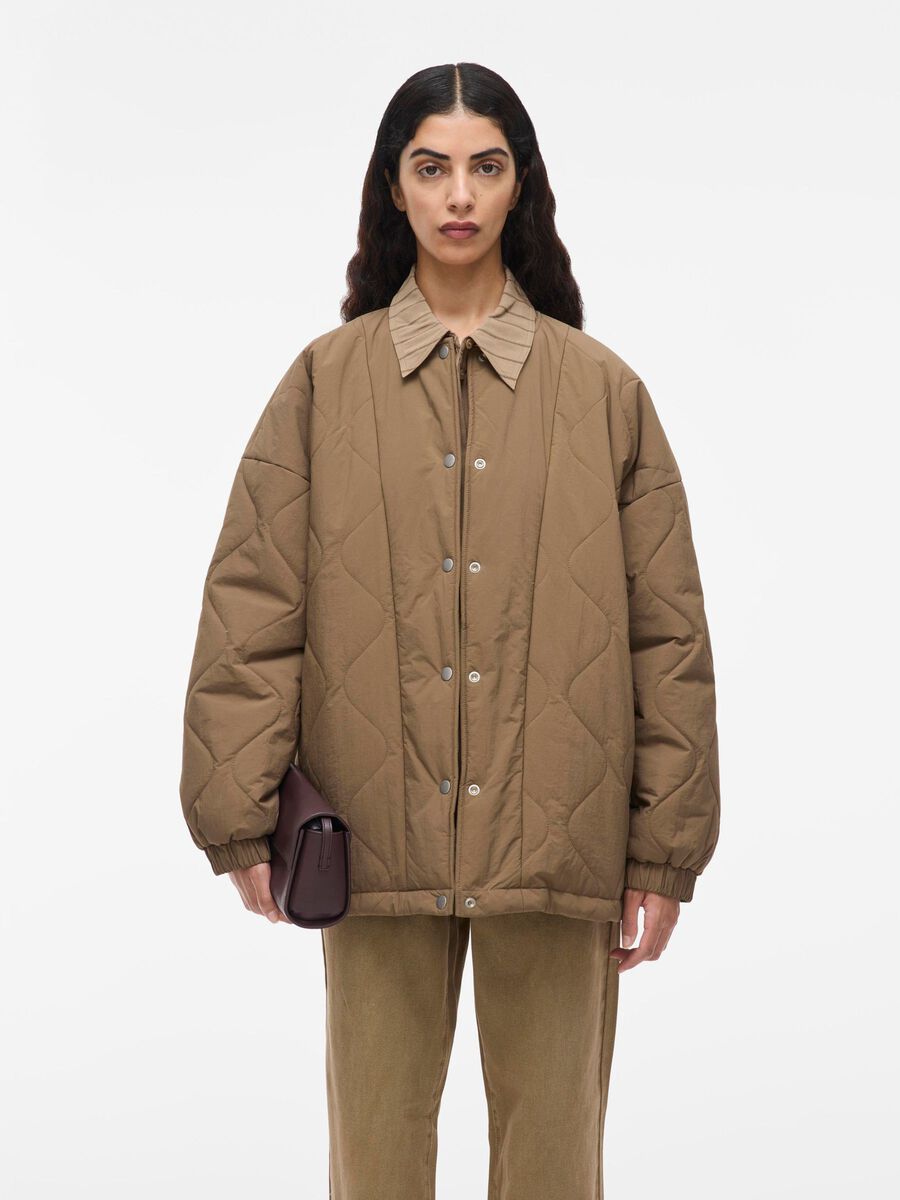 VILA BUTTONED QUILTED JACKET, Petrified Oak, highres - 14107747_PetrifiedOak_003.jpg