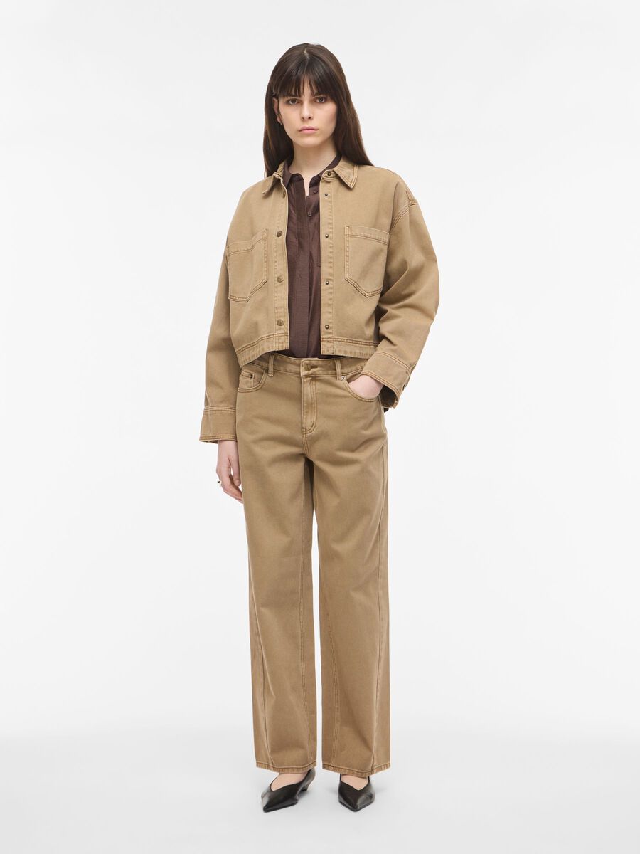 Product tile image - BUTTONED DENIM SHIRT, Dull Gold | 14117033_DullGold