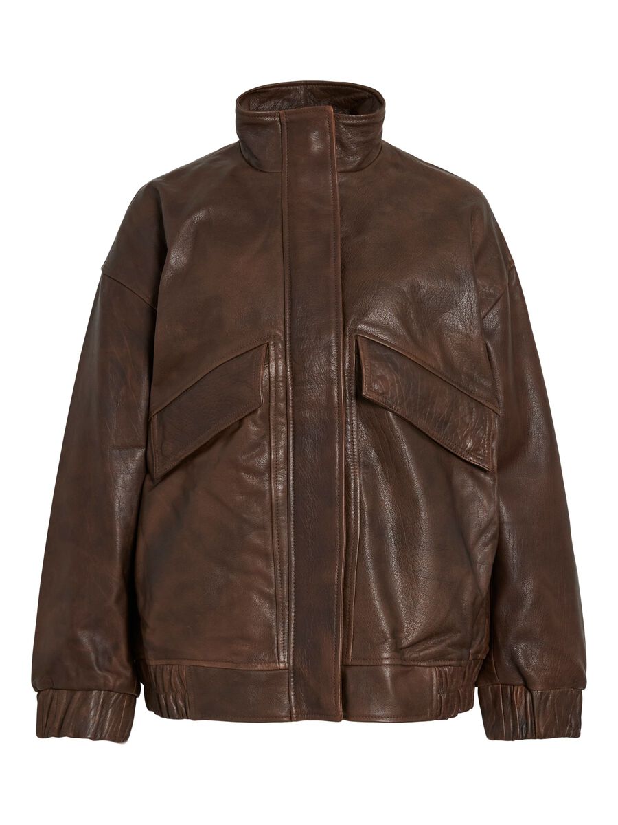 Product tile image - OVERSIZED LEATHER JACKET, Chicory Coffee | 14109940_ChicoryCoffee