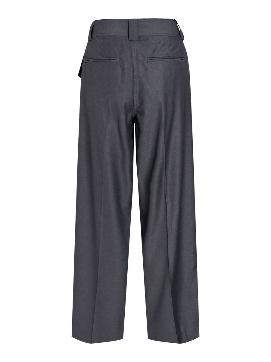 Carousel image - MID-WAIST WIDE-LEG TROUSERS, Dark Grey Melange | 2