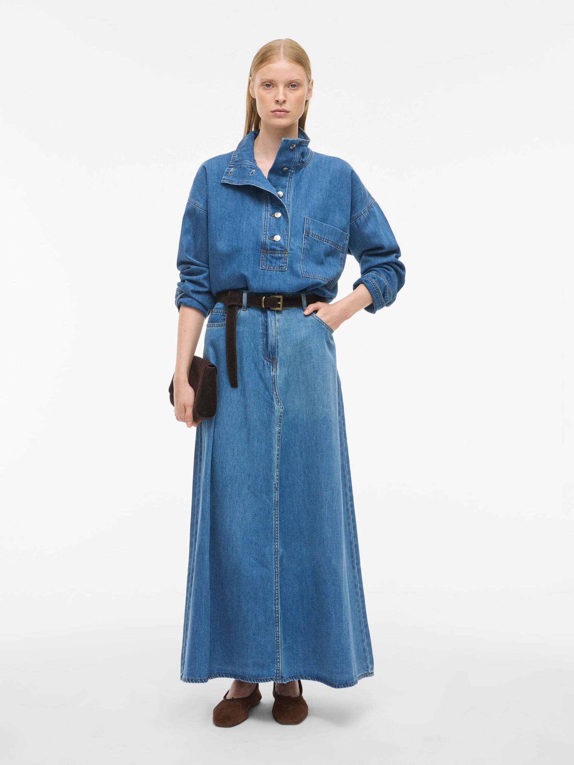 Carousel image - MAXI DENIM SKIRT, Medium Blue Denim | 4