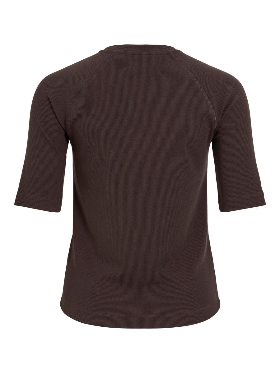 Carousel image - ROUND NECK SHORT SLEEVED TOP, Seal Brown | 2