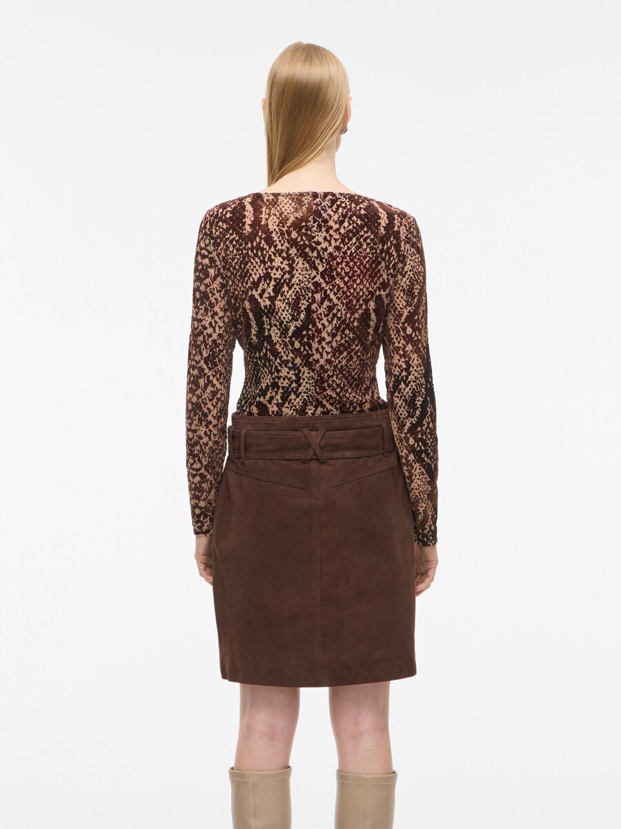 Carousel image - ROUND NECK LONG SLEEVED TOP, Chicory Coffee | 2