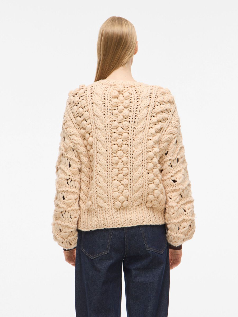 Carousel image - V-NECK KNITTED CARDIGAN, Oatmeal | 2