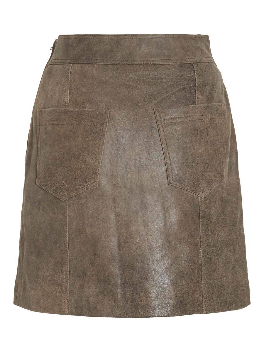 VILA HIGH WAIST LEATHER MINI SKIRT, Petrified Oak, highres - 14107820_PetrifiedOak_002.jpg