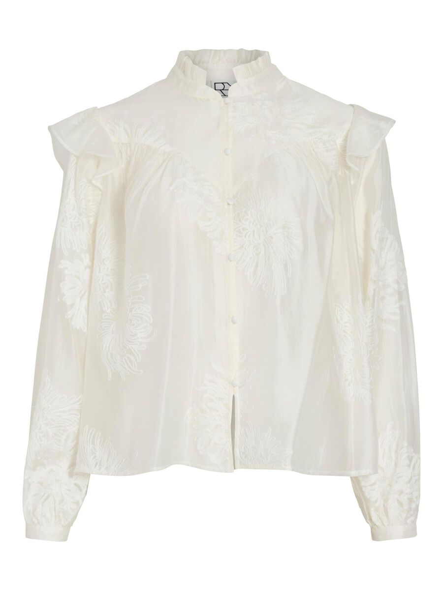 VILA RUFFLE COLLAR LONG SLEEVED SHIRT, Cloud Dancer, highres - 14108512_CloudDancer_001.jpg