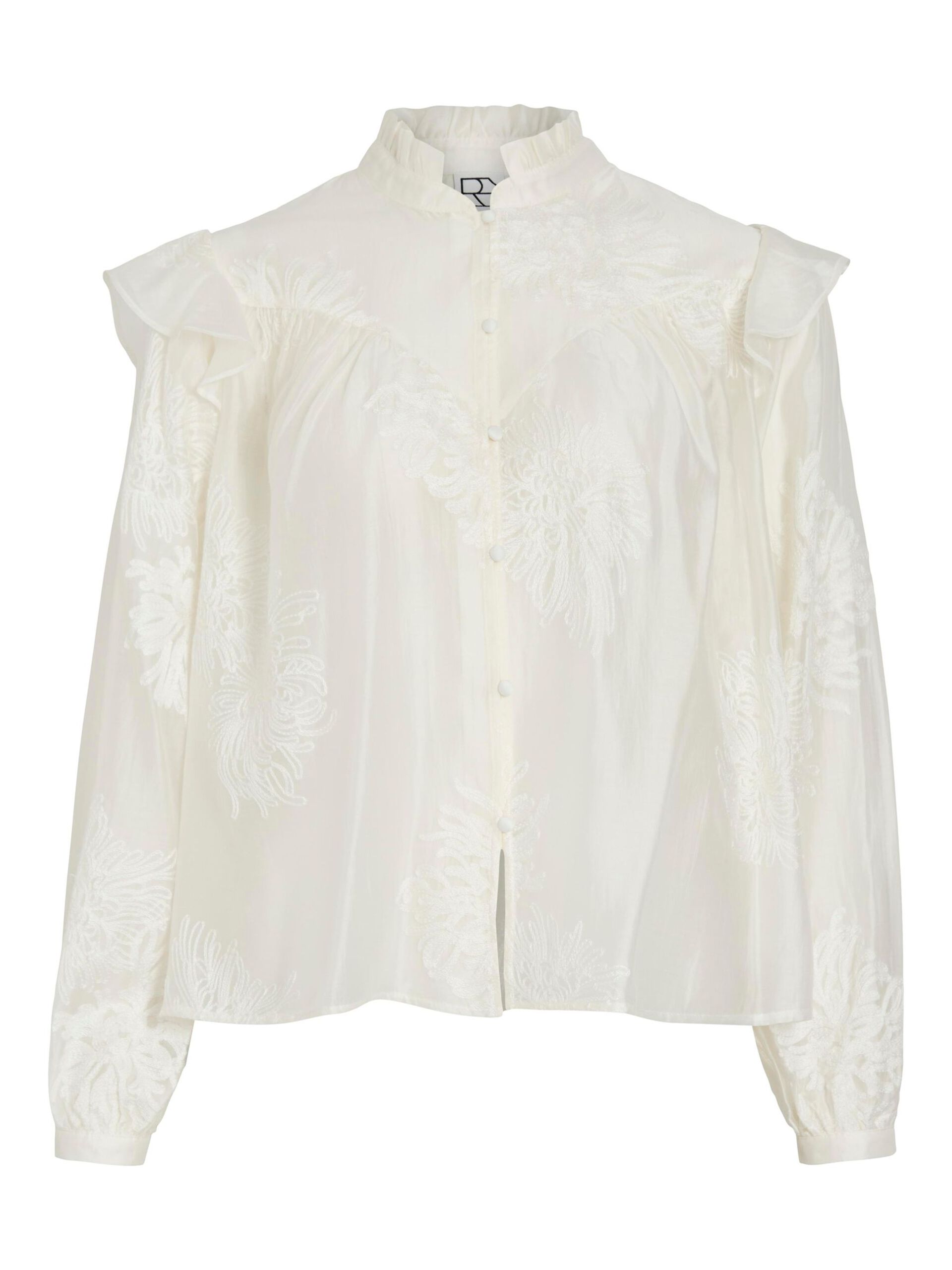 Carousel image - RUFFLE COLLAR LONG SLEEVED SHIRT, Cloud Dancer | 5