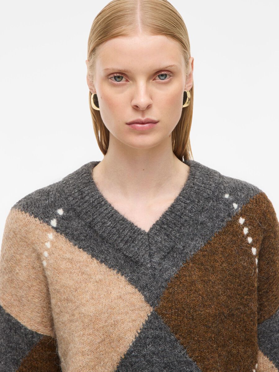 Carousel image - V-NECK KNITTED PULLOVER, Dark Grey Melange | 3