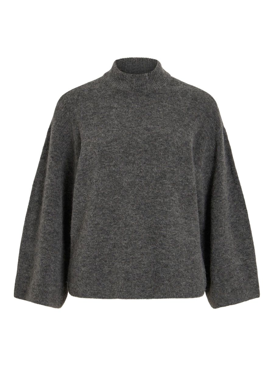 Product tile image - HIGH NECK KNITTED PULLOVER, Dark Grey Melange | 14119291_DarkGreyMelange