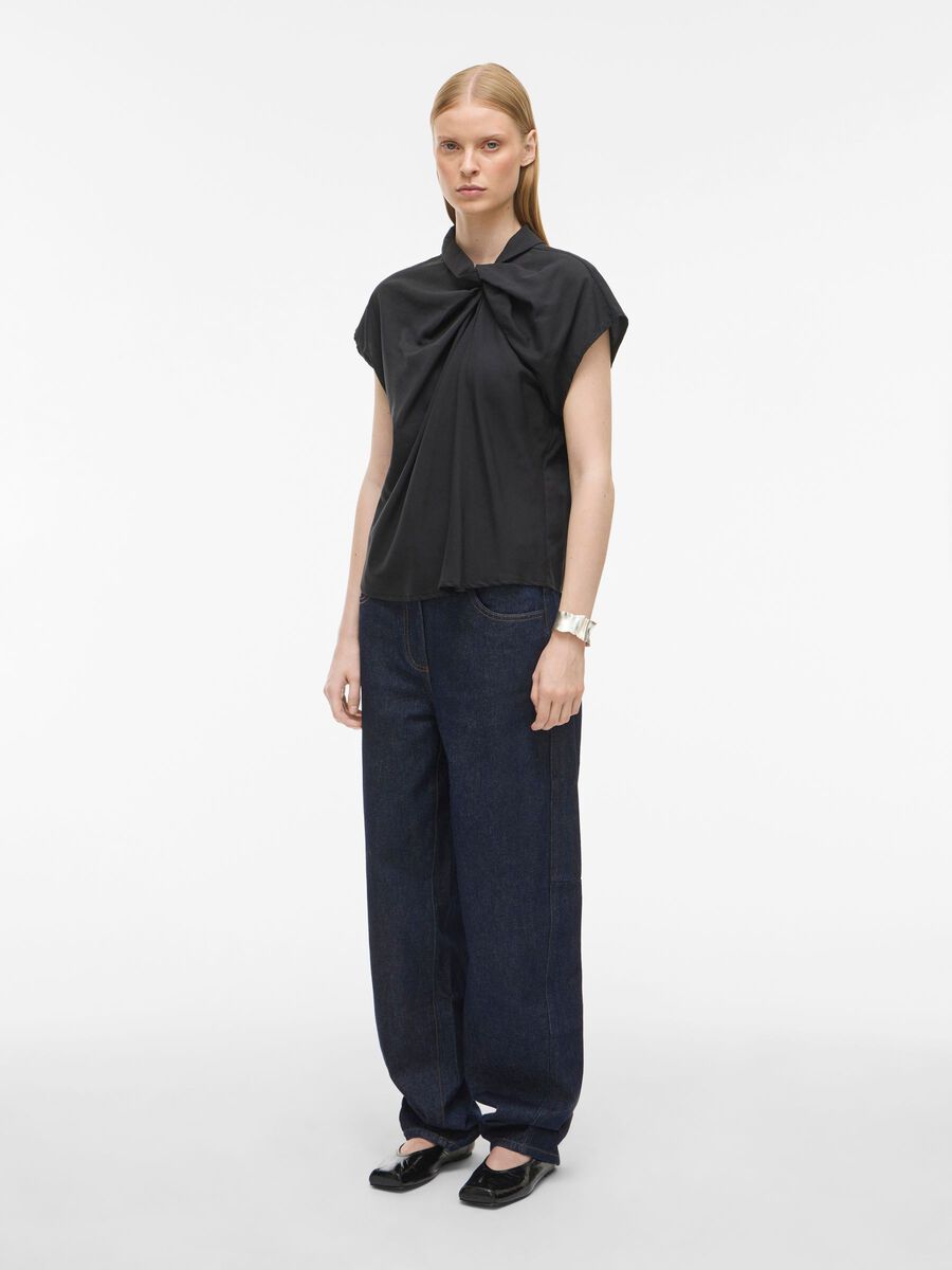 Product tile image - KNOT DETAIL SHORT SLEEVED TOP, Meteorite | 14111108_Meteorite