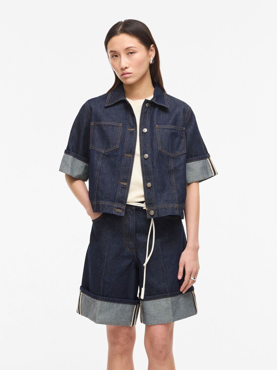 Product tile image - SHORT SLEEVED DENIM SHIRT, Dark Blue Denim | 14114079_DarkBlueDenim_1256623