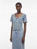 VILA DENIM SHORT SLEEVED TOP, Light Blue Denim, highres - 14105765_LightBlueDenim_003.jpg