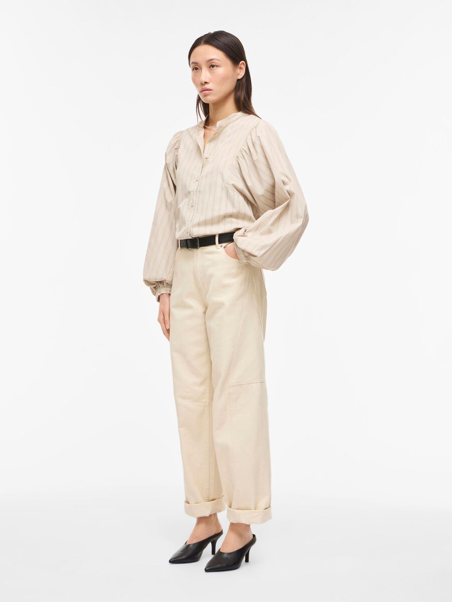 Product tile image - MANDARIN COLLAR LONG SLEEVED SHIRT, Petrified Oak | 14114208_PetrifiedOak_1257741