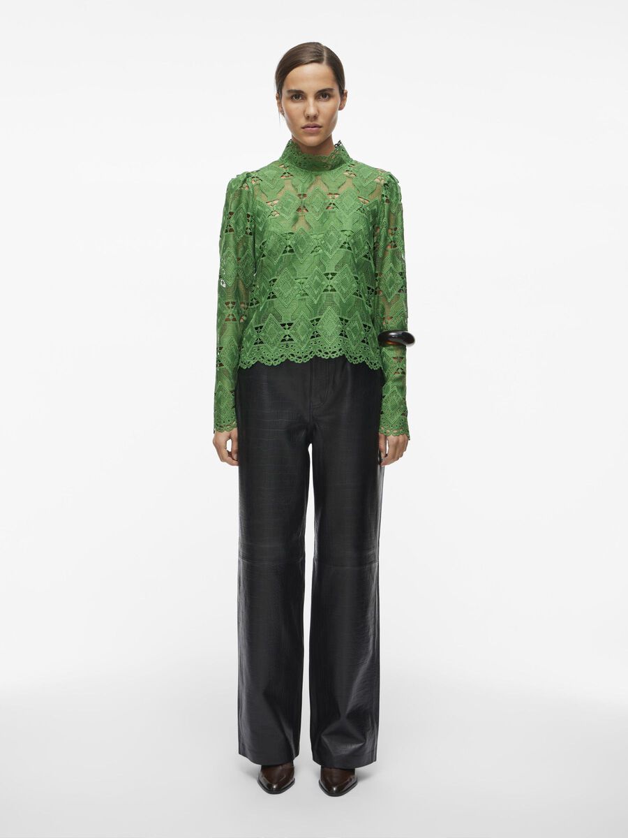 VILA HIGH NECK LONG SLEEVED TOP, Artichoke Green, highres - 14100164_ArtichokeGreen_005.jpg