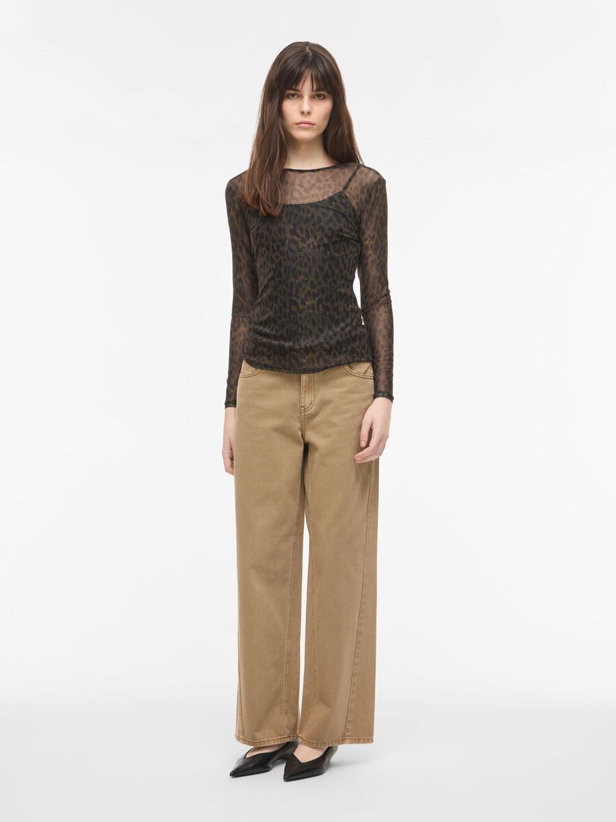 Carousel image - MESH LONG SLEEVED TOP, Dull Gold | 4