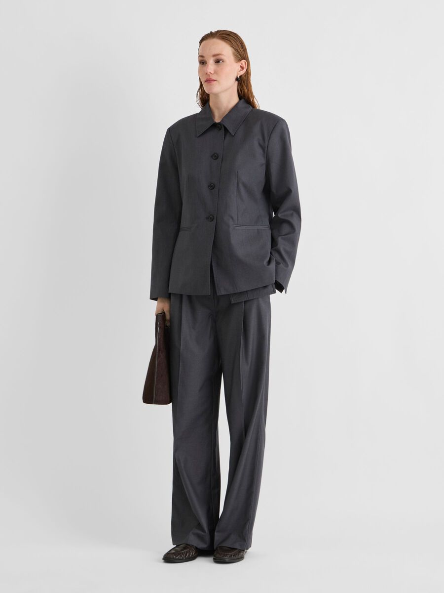 Product tile image - BUTTONED BLAZER, Dark Grey Melange | 14118102_DarkGreyMelange