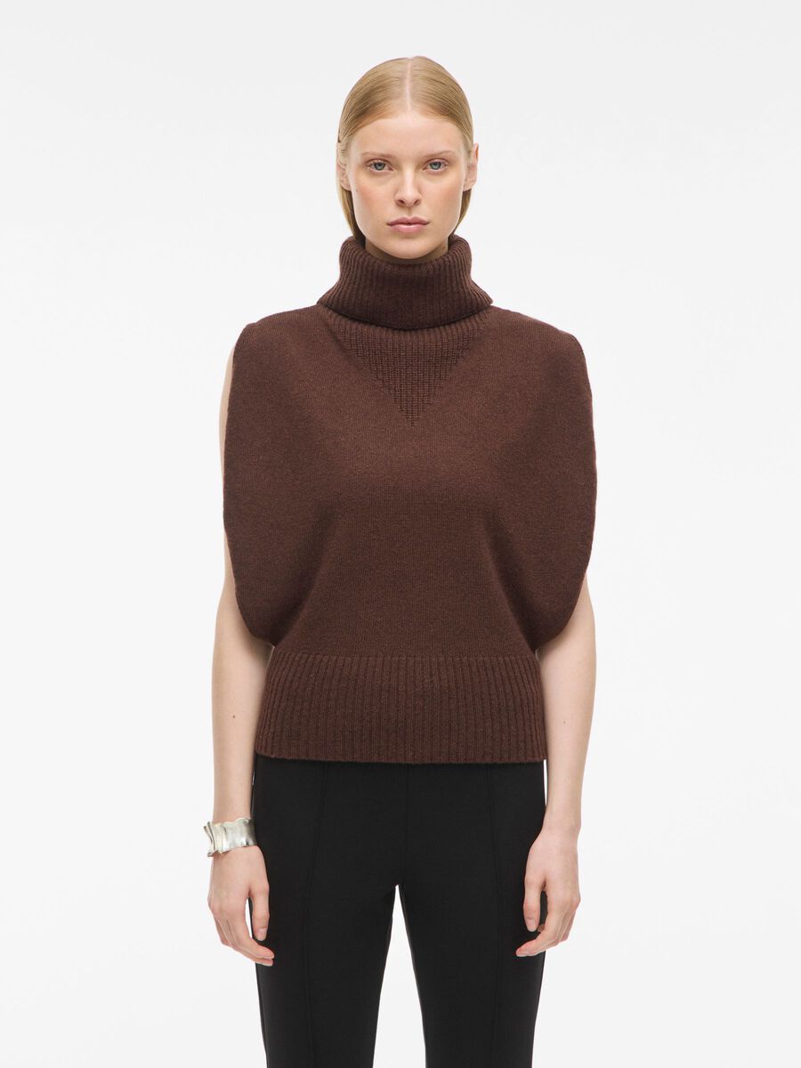 Carousel image - WOOL BLEND KNITTED VEST, Chicory Coffee | 1
