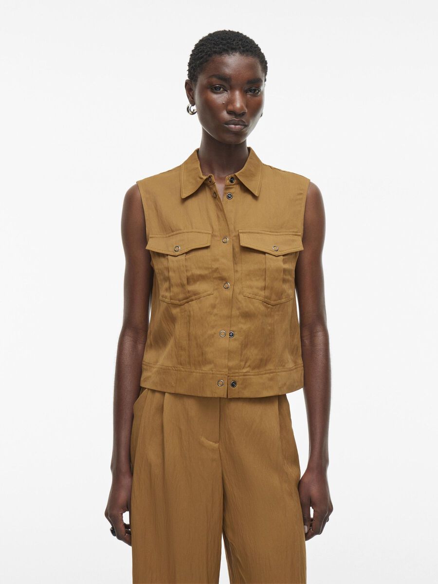 VILA SLEEVELESS SHIRT, Bone Brown, highres - 14105911_BoneBrown_003.jpg