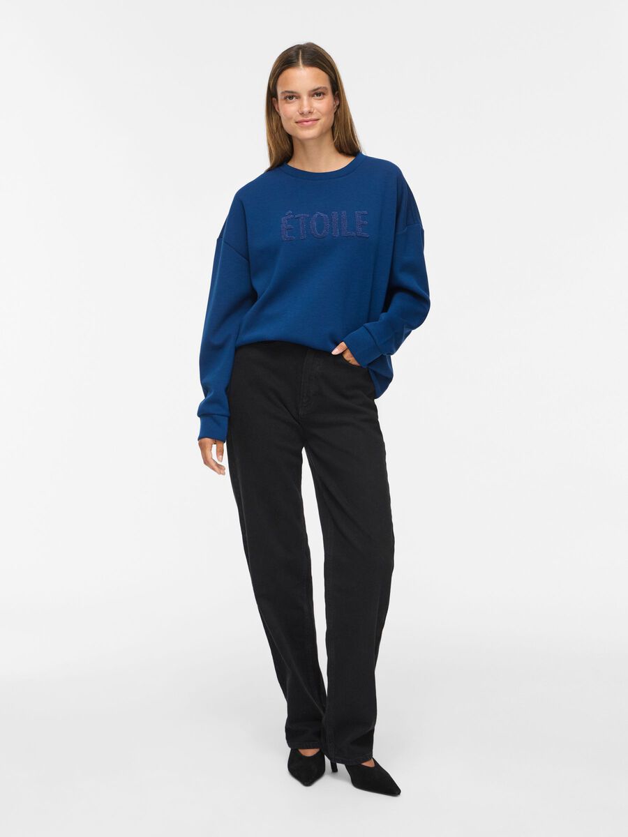 Product tile image VIREFLECT ROUND NECK LONG SLEEVED SWEATSHIRT, Navy Peony 14117312_NavyPeony_1298900