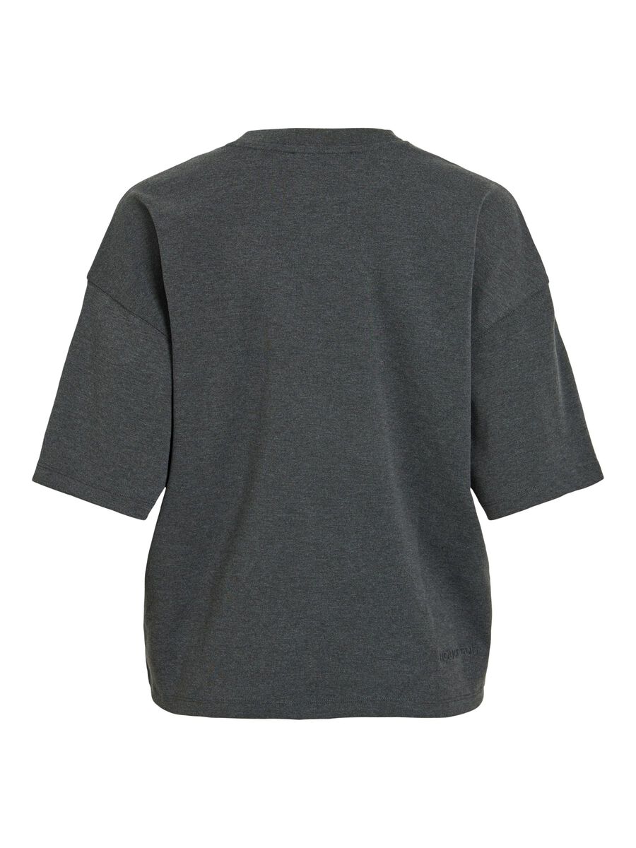 Carousel image - ROUND NECK OVERSIZED T-SHIRT, Dark Grey Melange | 2