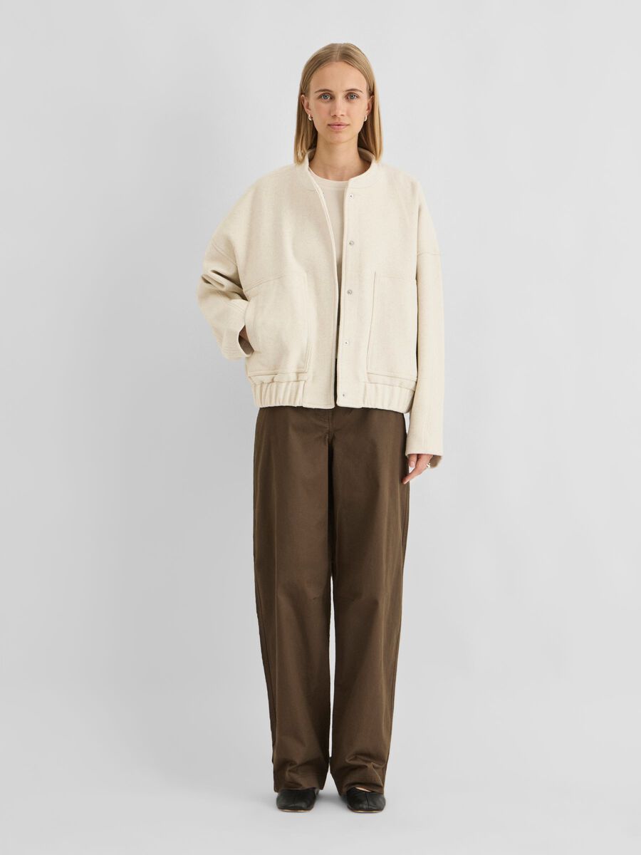 Product tile image BUTTONED BOMBER JACKET, Birch 14105086_Birch