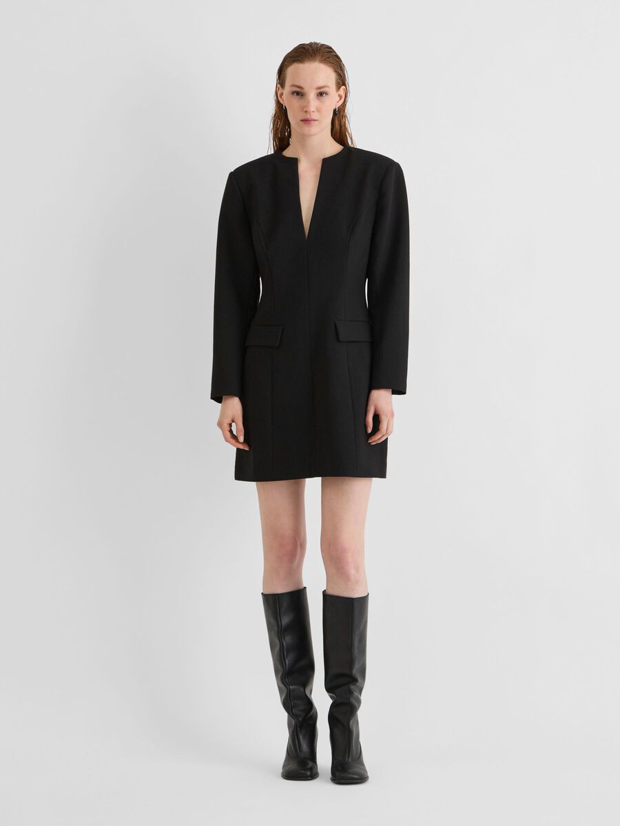 Product tile image LONG SLEEVED SHORT DRESS, Meteorite 14118866_Meteorite
