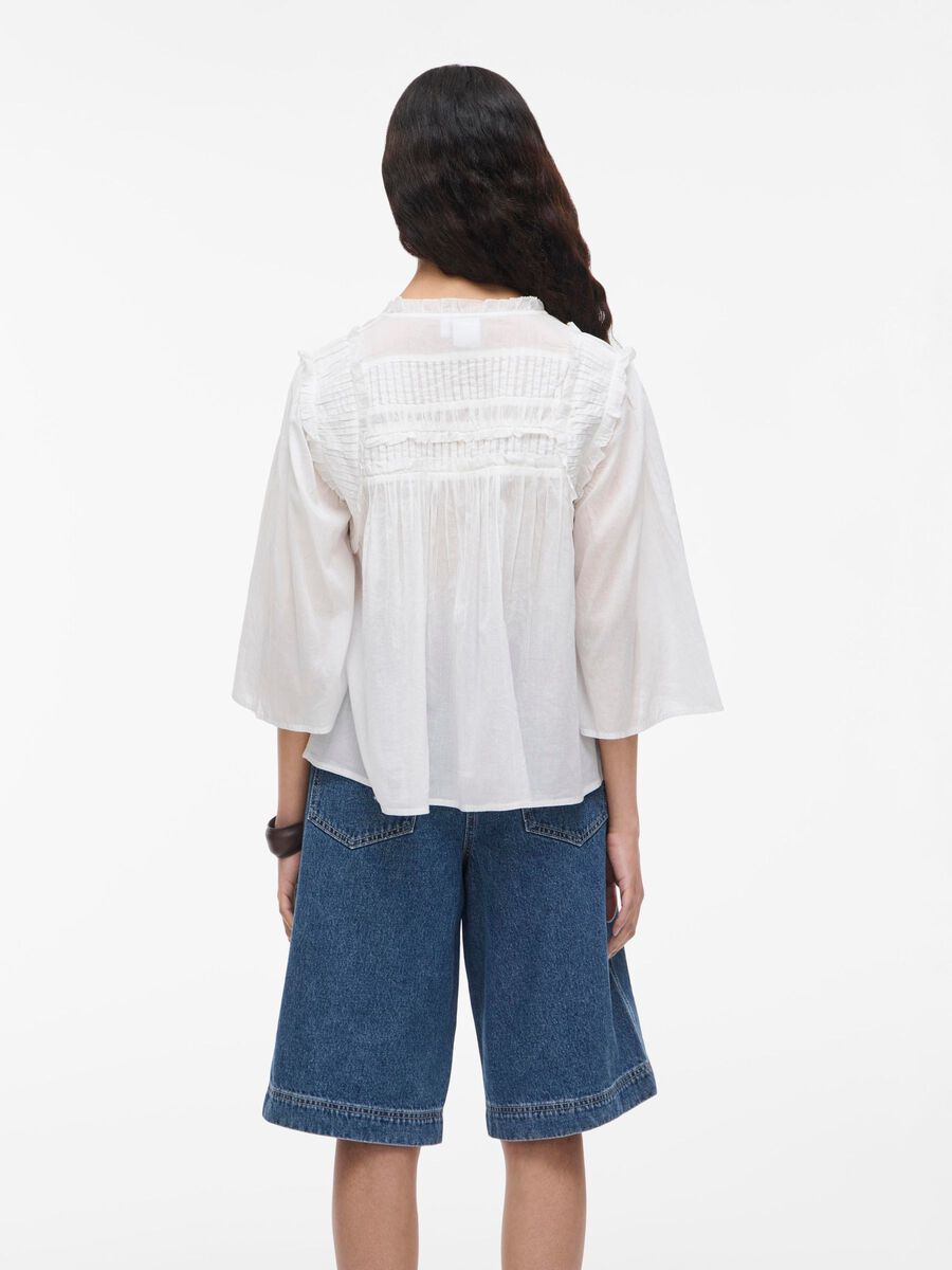 VILA MANDARIN COLLAR 3/4 SLEEVED SHIRT, Cloud Dancer, highres - 14108009_CloudDancer_004.jpg
