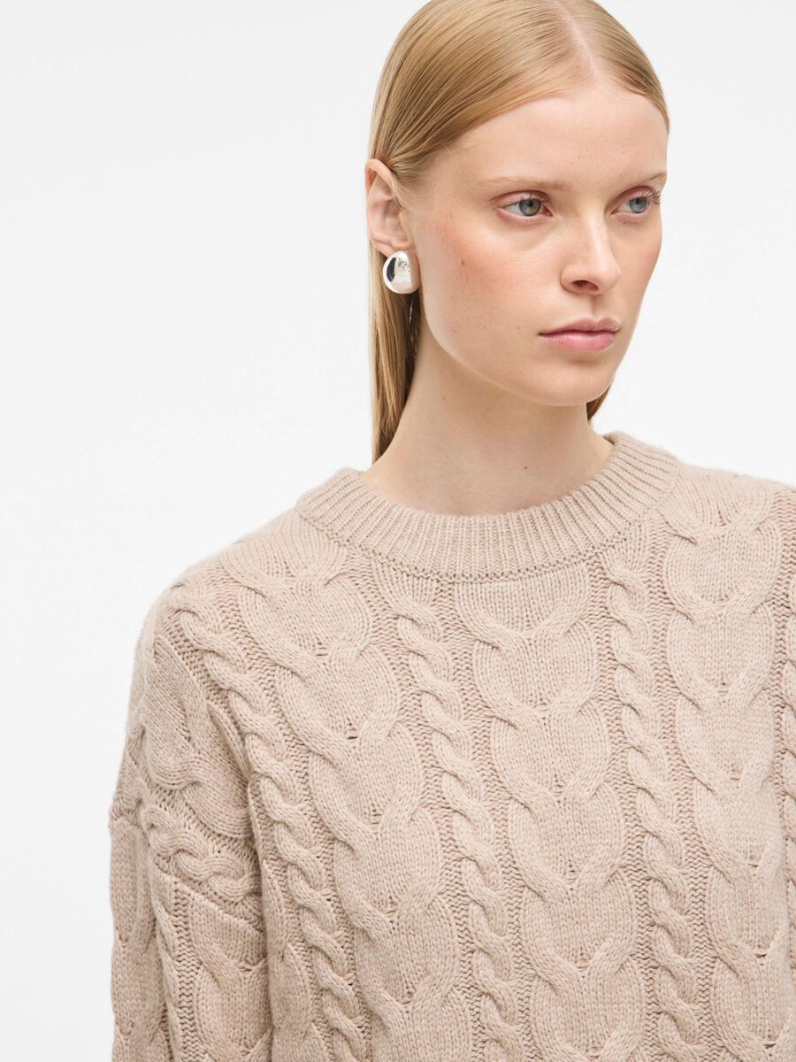 Carousel image - ROUND NECK KNITTED PULLOVER, Oatmeal | 3