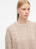 Product image thumbnail - ROUND NECK KNITTED PULLOVER, Oatmeal | 3
