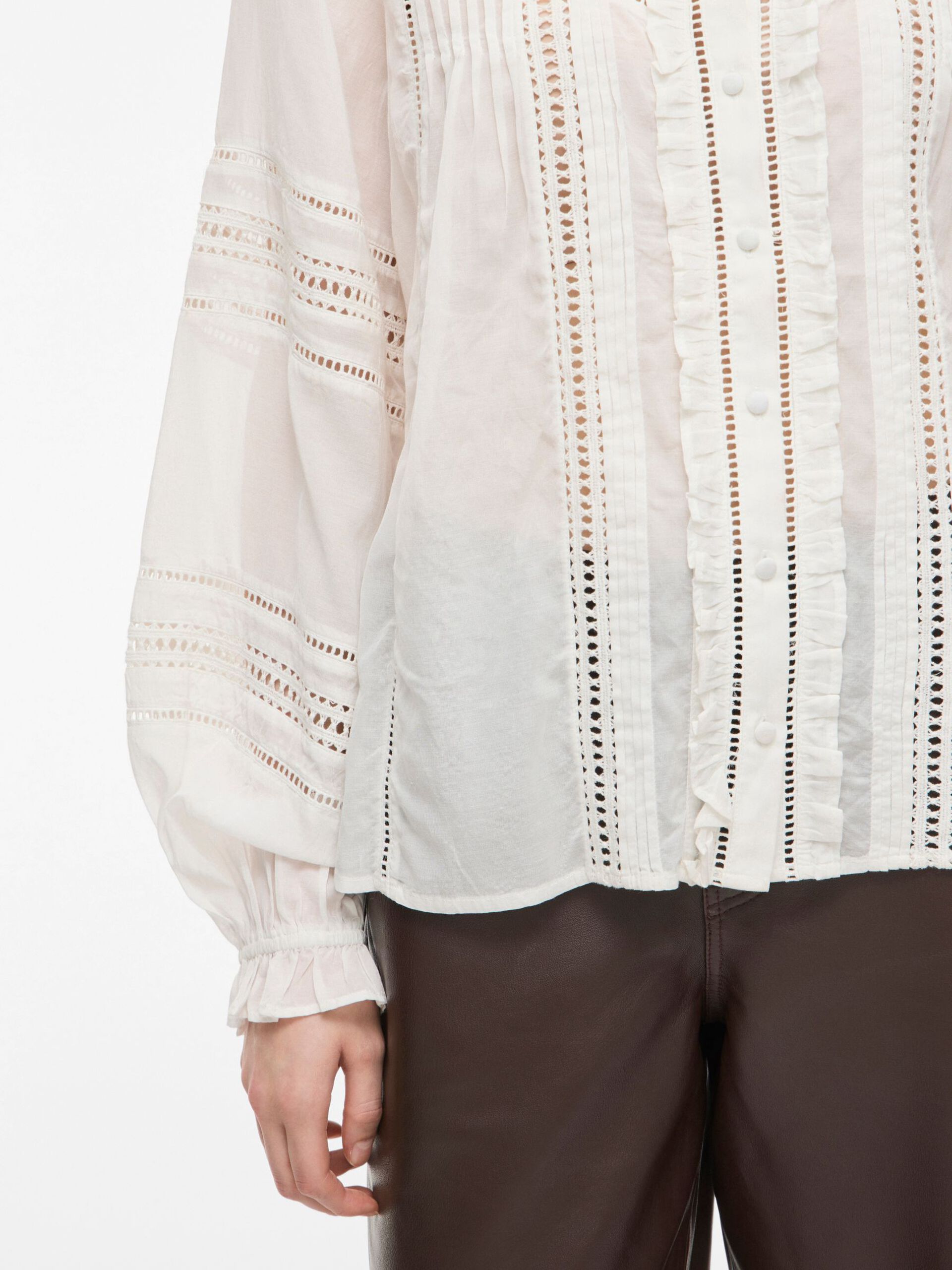 Carousel image - MANDARIN COLLAR LONG SLEEVED SHIRT, Cloud Dancer | 5