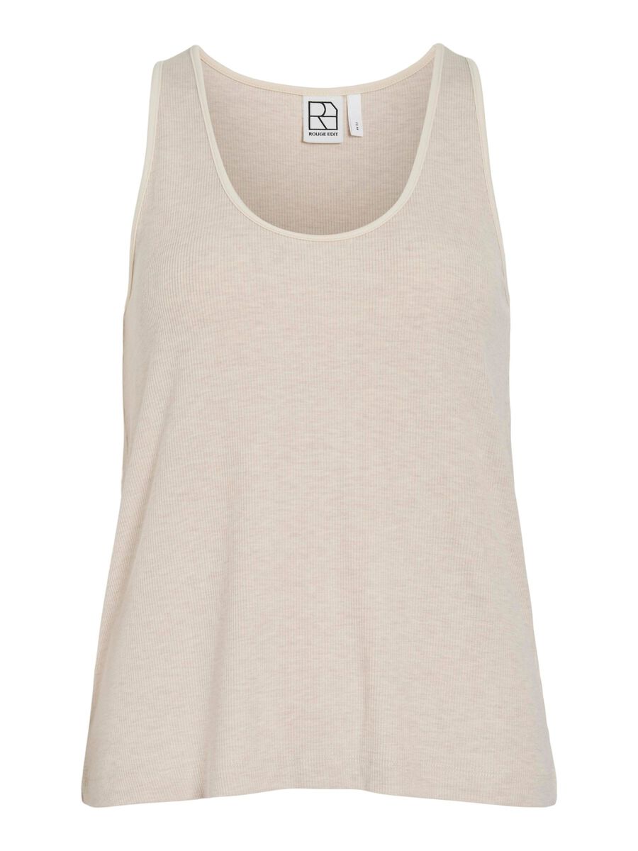 VILA ROUND NECK TANK TOP, Super Light Natural Melan, highres - 14108420_SuperLightNaturalMelan_001.jpg