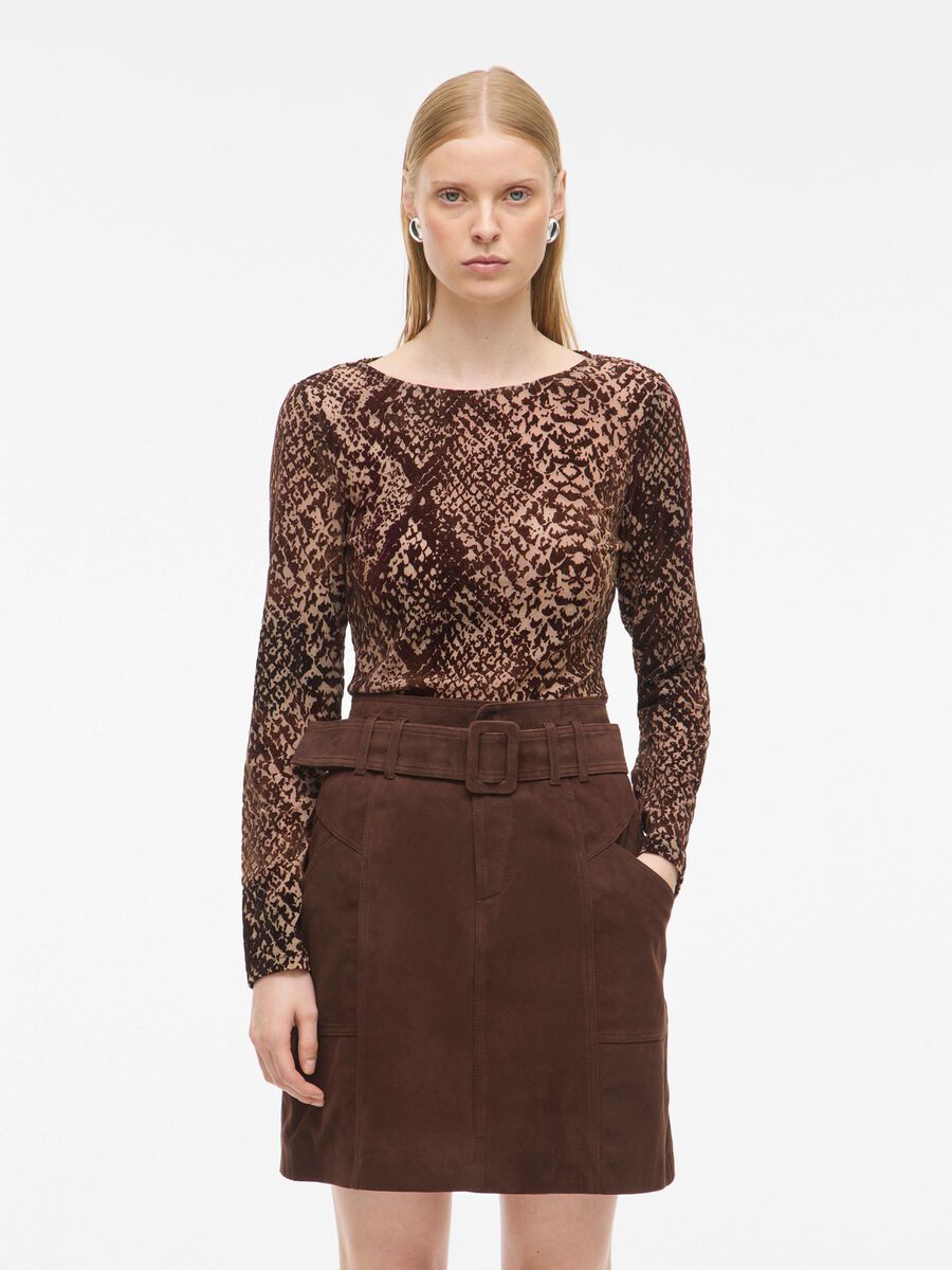 Carousel image - ROUND NECK LONG SLEEVED TOP, Chicory Coffee | 1