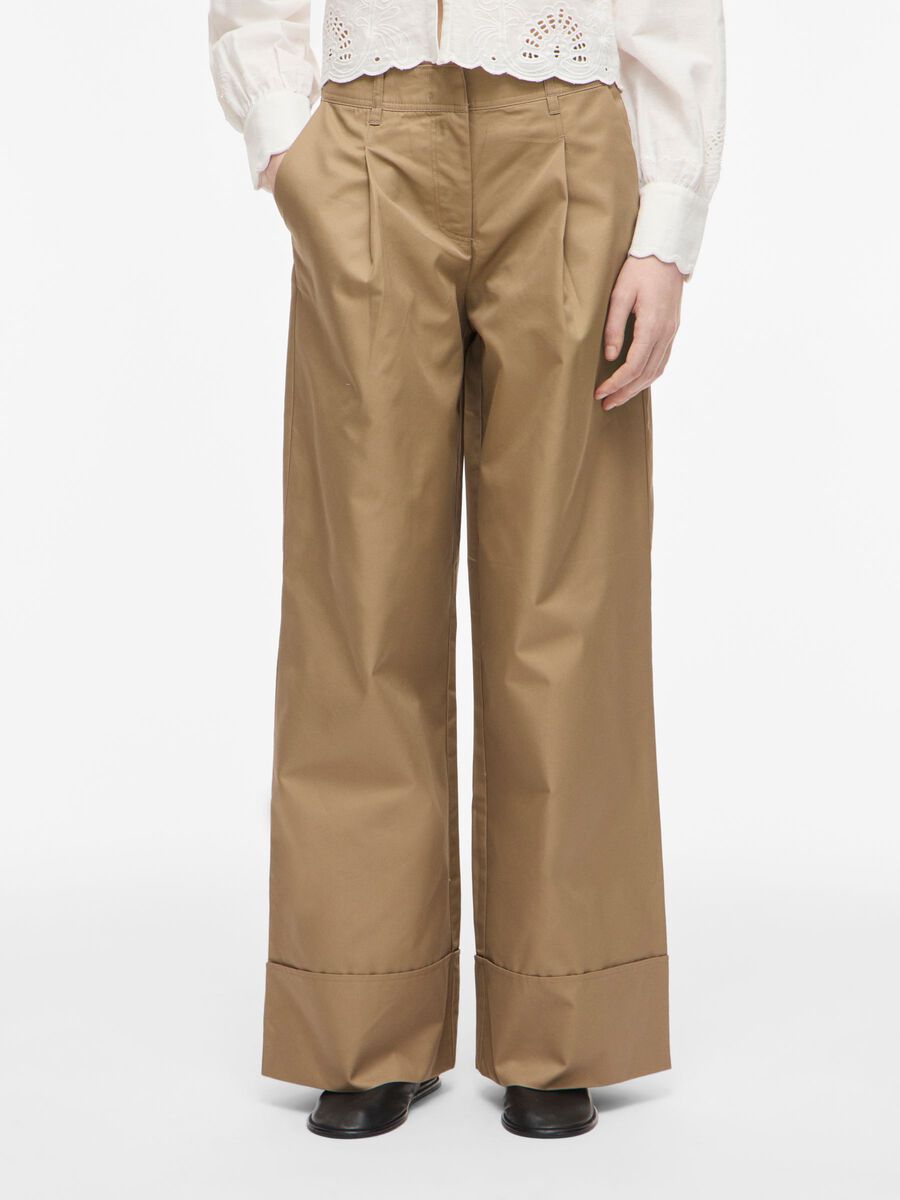 Carousel image - MID-WAIST WIDE-LEG TROUSERS, Petrified Oak | 1