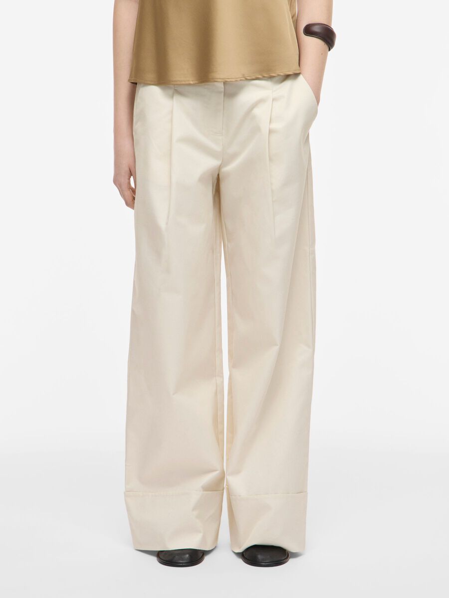 Carousel image - MID-WAIST WIDE-LEG TROUSERS, Birch | 1