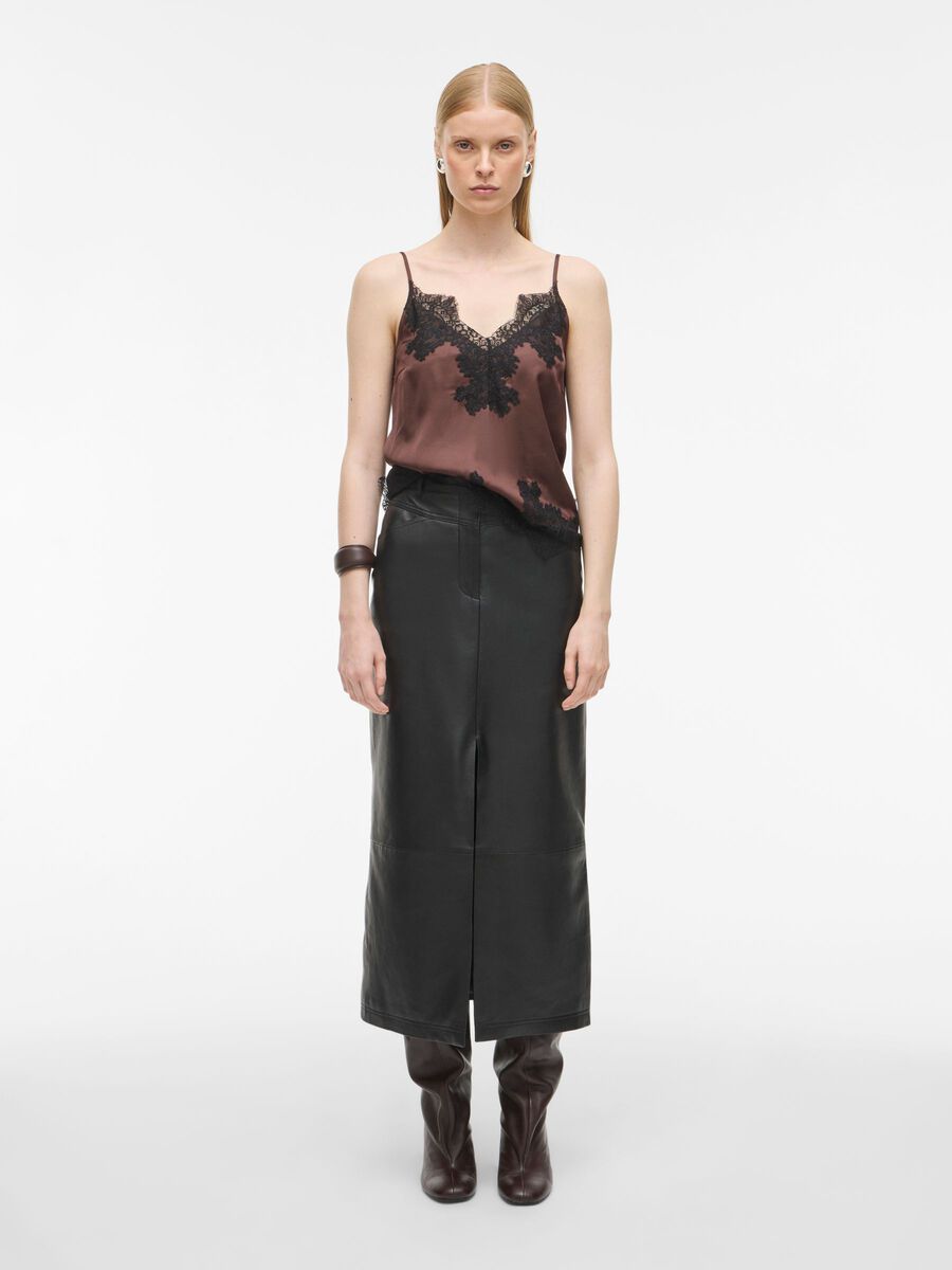 Product tile image - LACE TRIM STRAP TOP, Chicory Coffee | 14110619_ChicoryCoffee_1222802