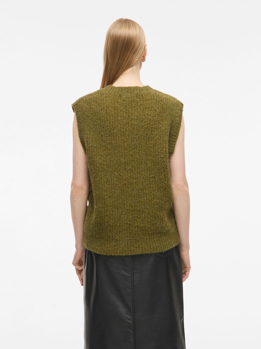 Carousel image - ROUND NECK KNITTED VEST, Avocado | 2