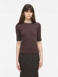 Product image thumbnail - ROUND NECK SHORT SLEEVED TOP, Seal Brown | 1