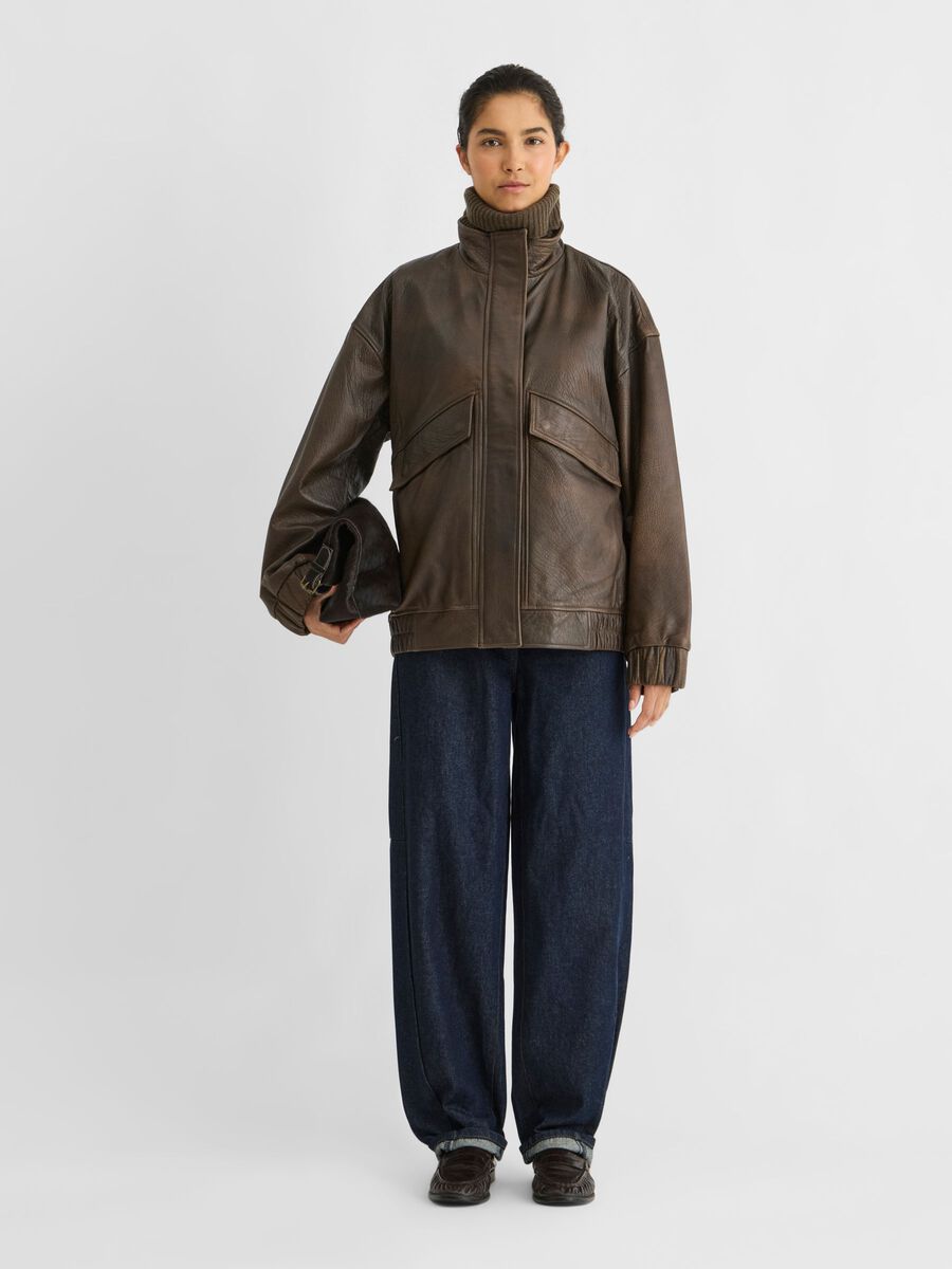 Product tile image OVERSIZED LEATHER JACKET, Falcon 14122805_Falcon
