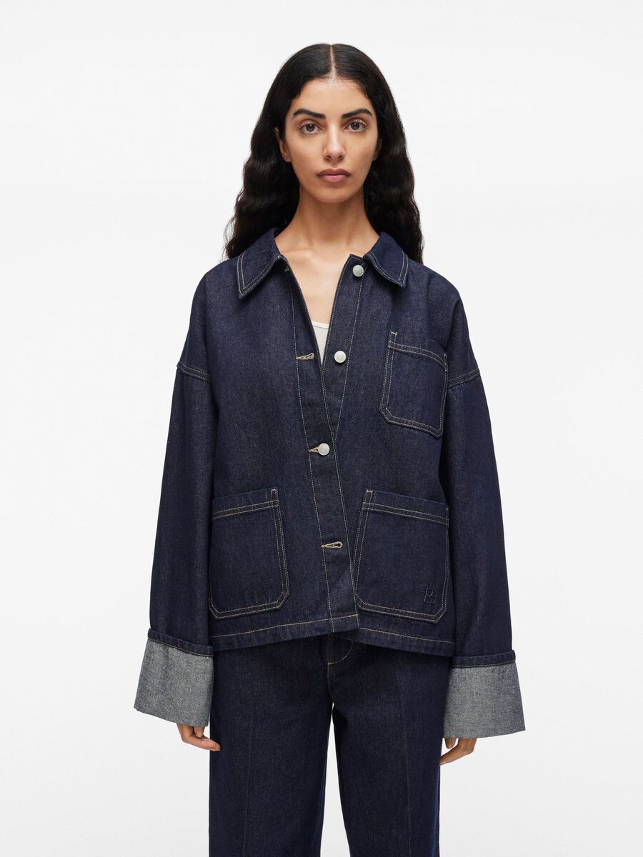VILA BUTTONED DENIM JACKET, Dark Medium Blue Denim, highres - 14107758_DarkMediumBlueDenim_003.jpg