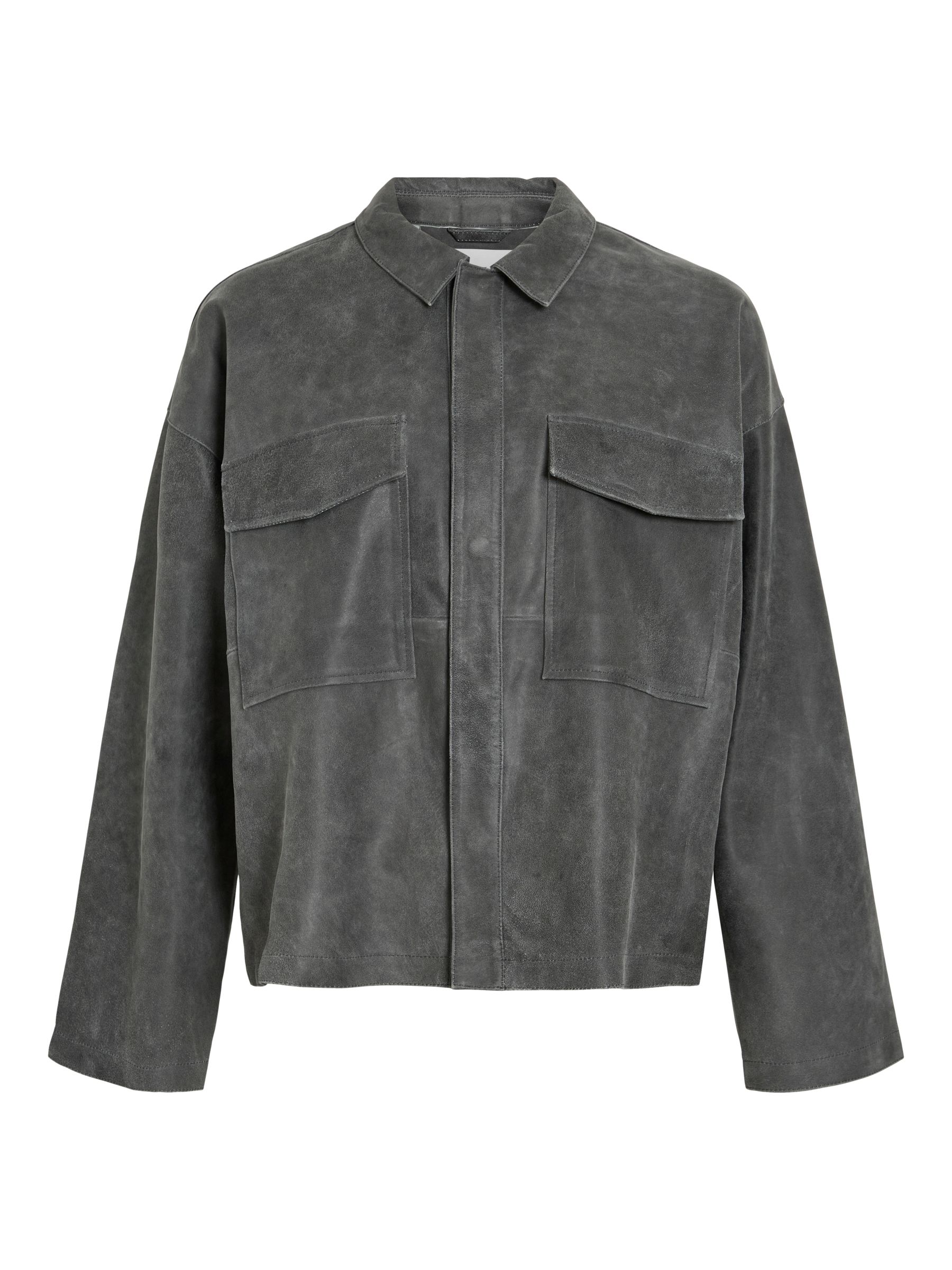 LEATHER OVERSHIRT | Blue | ROUGE EDIT®